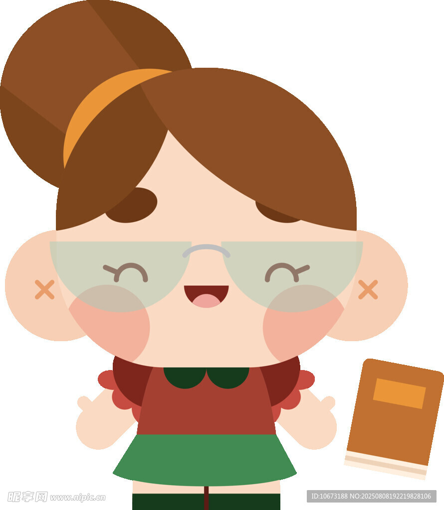 戴眼鏡的可愛(ài)女孩與書(shū)本
