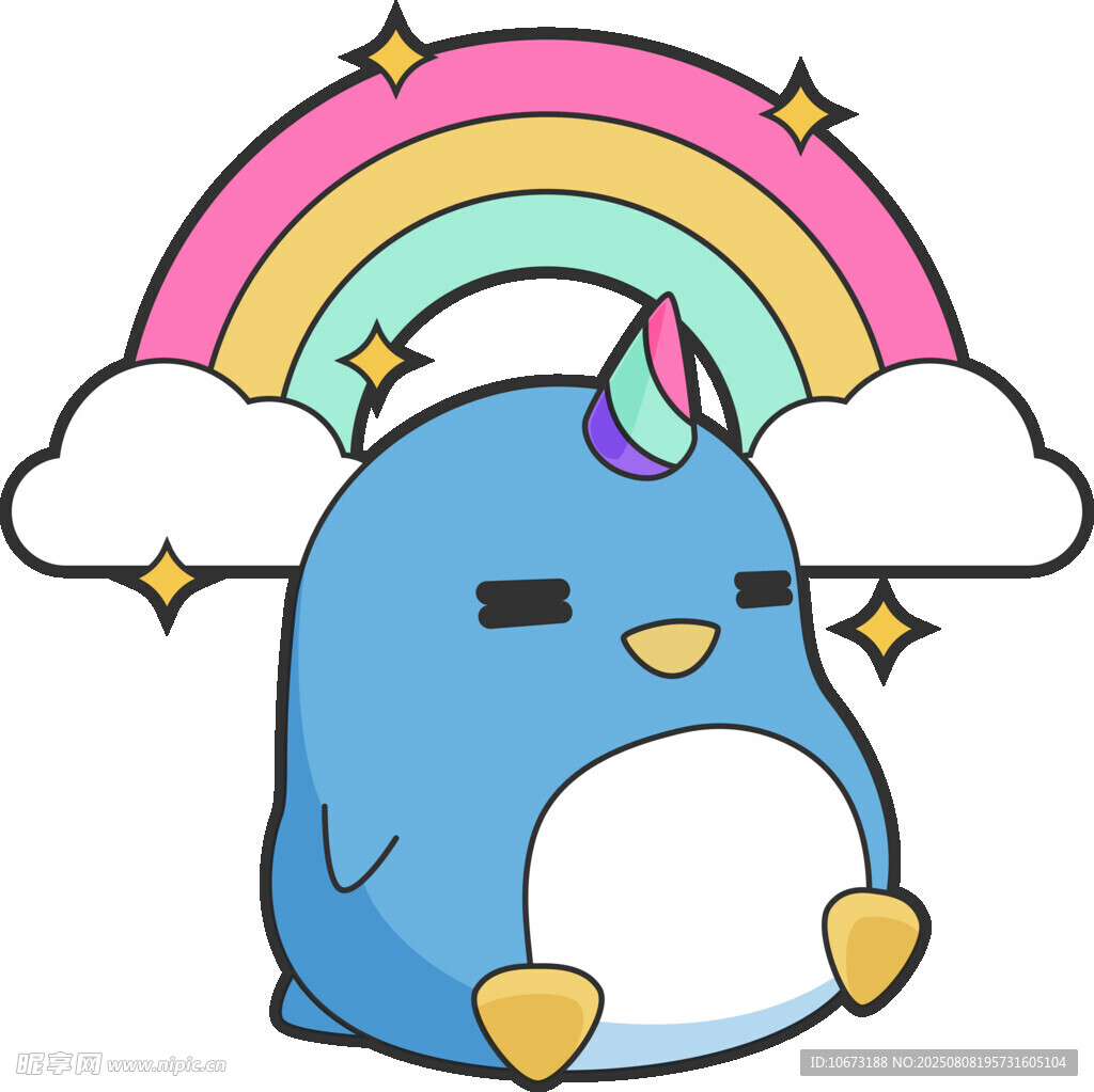 彩虹下的獨(dú)角小企鵝