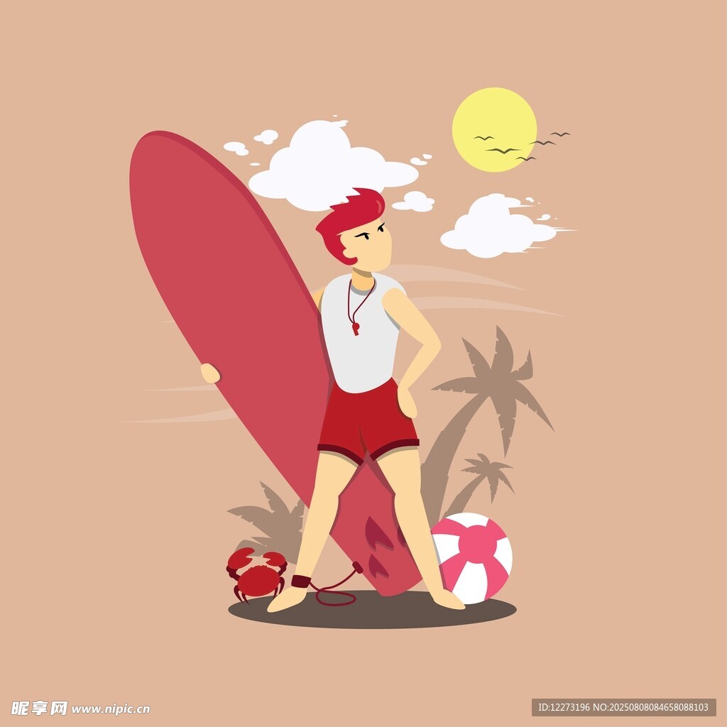 夏日沖浪少年的休閑時(shí)刻