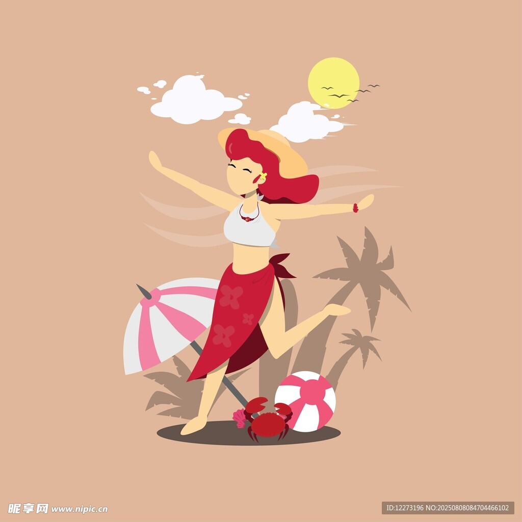 夏日海灘上的活力女子
