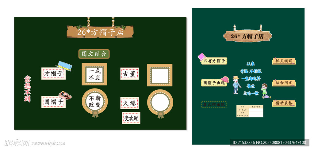 方帽子板書