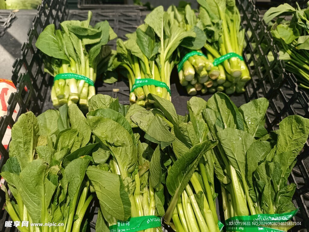 新鮮捆扎青菜整齊擺放