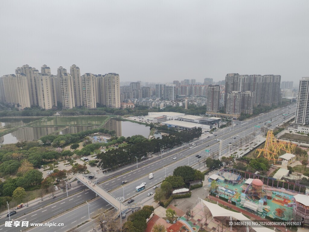 城市俯瞰景觀 道路與建筑