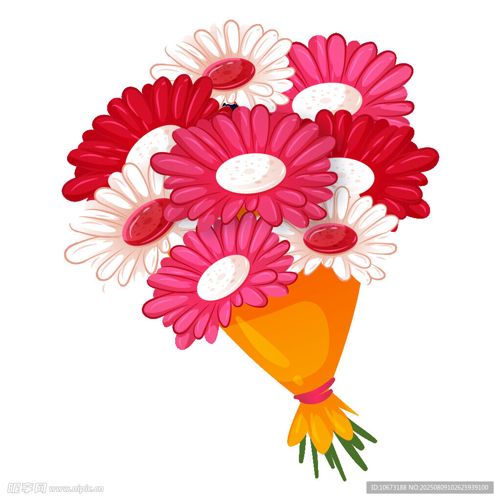 鮮艷多彩的雛菊手捧花束