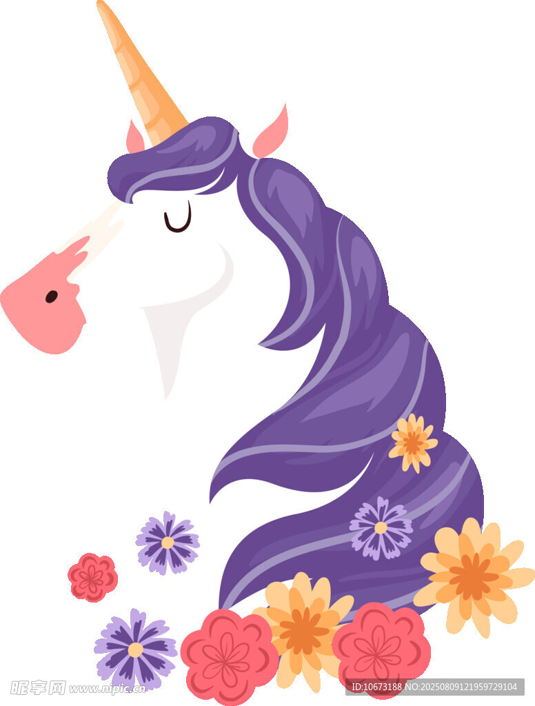 夢幻獨(dú)角獸與繽紛花朵