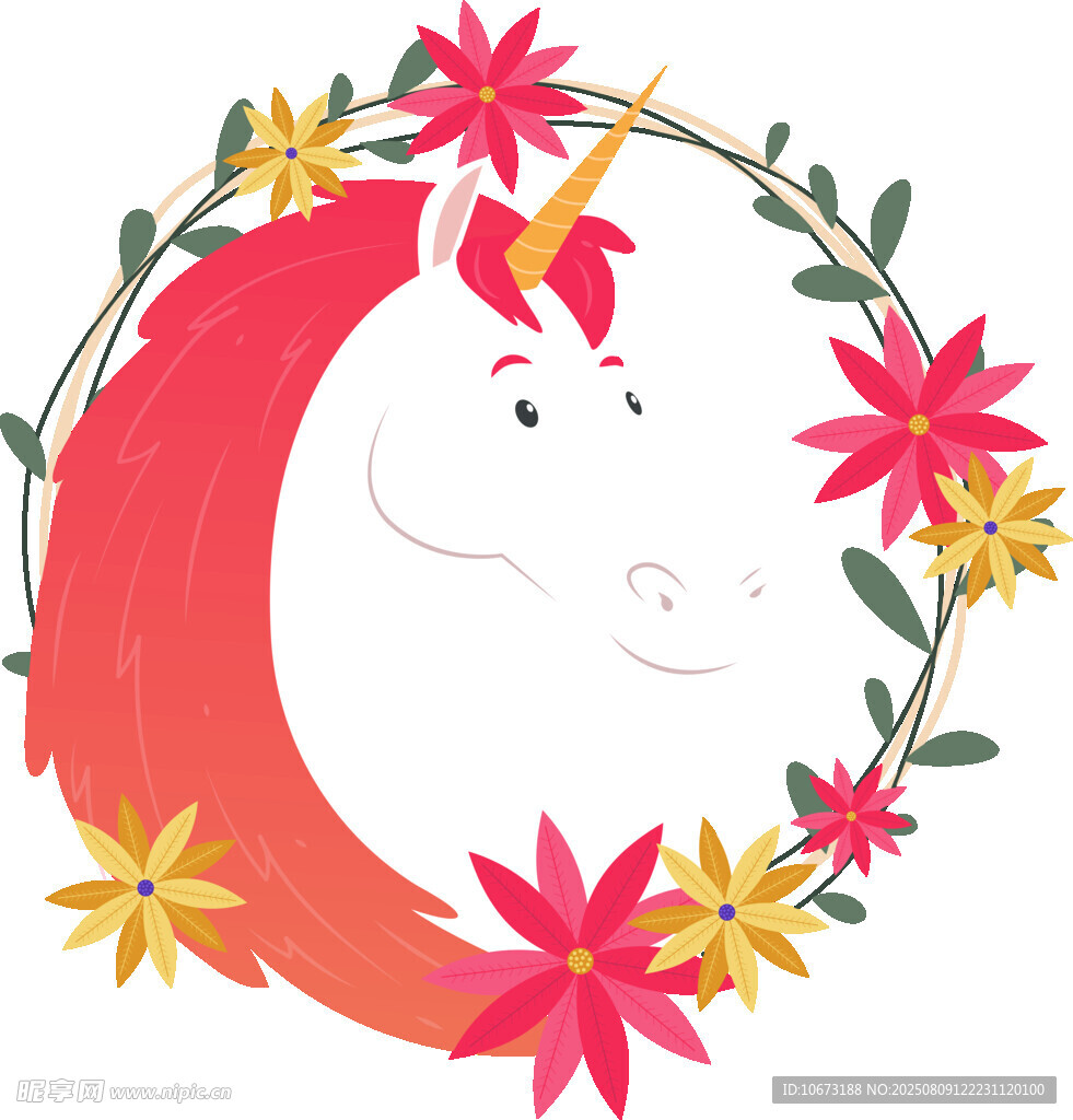 獨角獸花環(huán)插畫