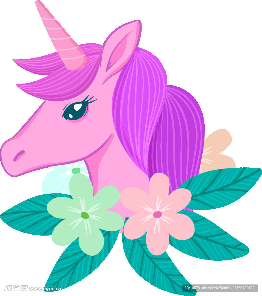 夢幻獨(dú)角獸與繽紛花朵