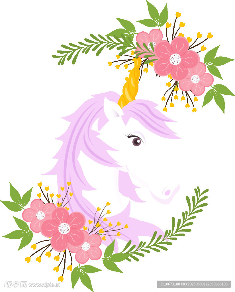 夢(mèng)幻獨(dú)角獸與繁花環(huán)繞
