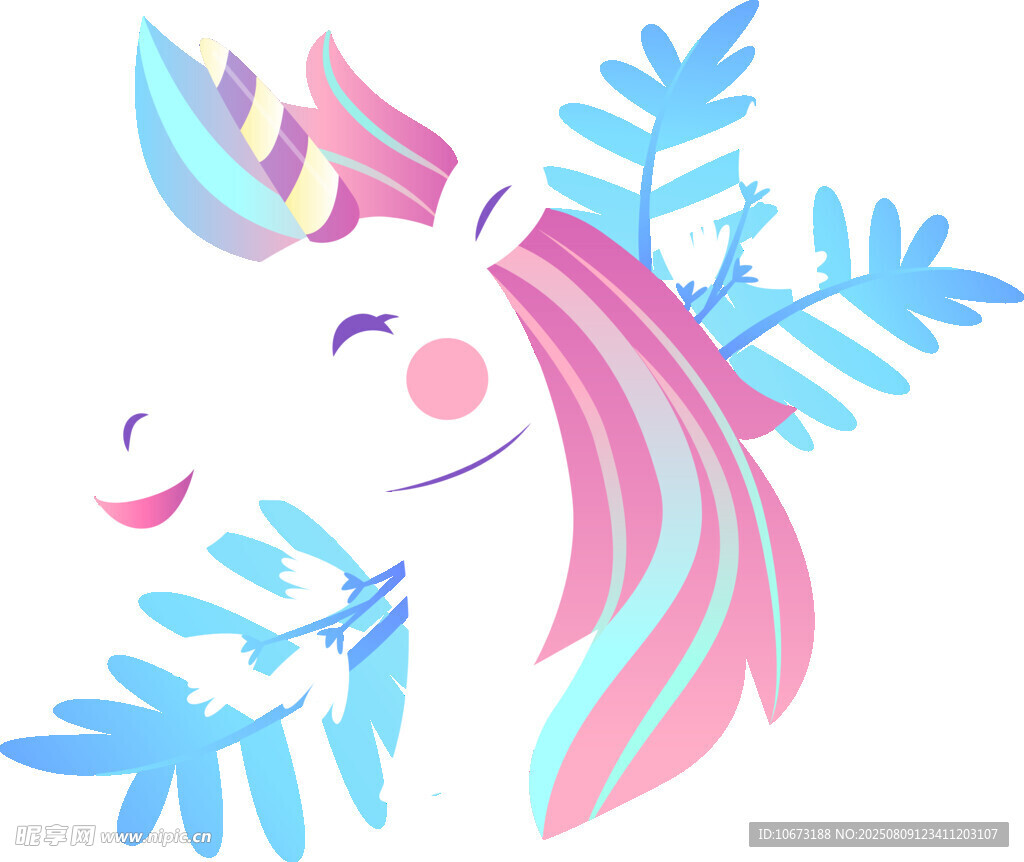 夢幻獨(dú)角獸與枝葉圖案