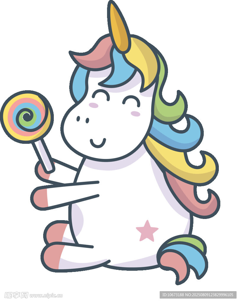 可愛(ài)獨(dú)角獸手持棒棒糖