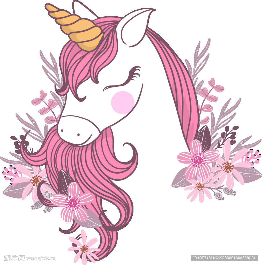 夢幻獨角獸與花卉圖案