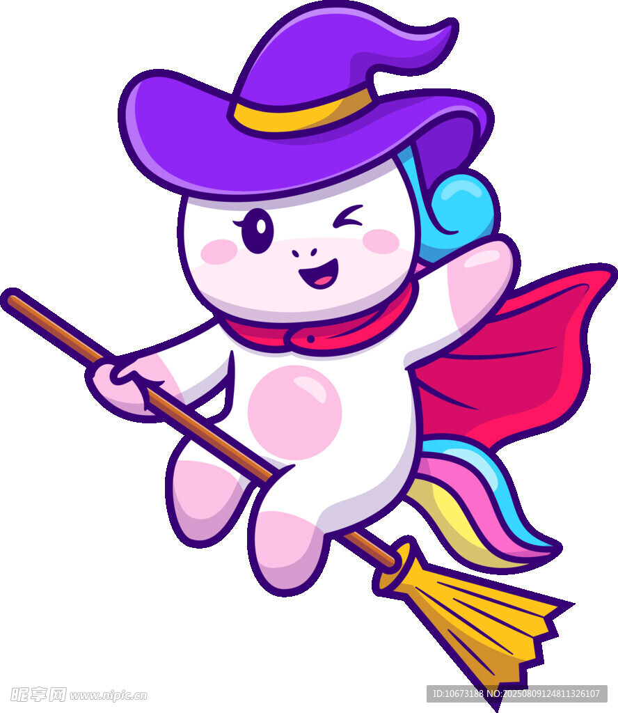 騎著掃帚的魔法小兔