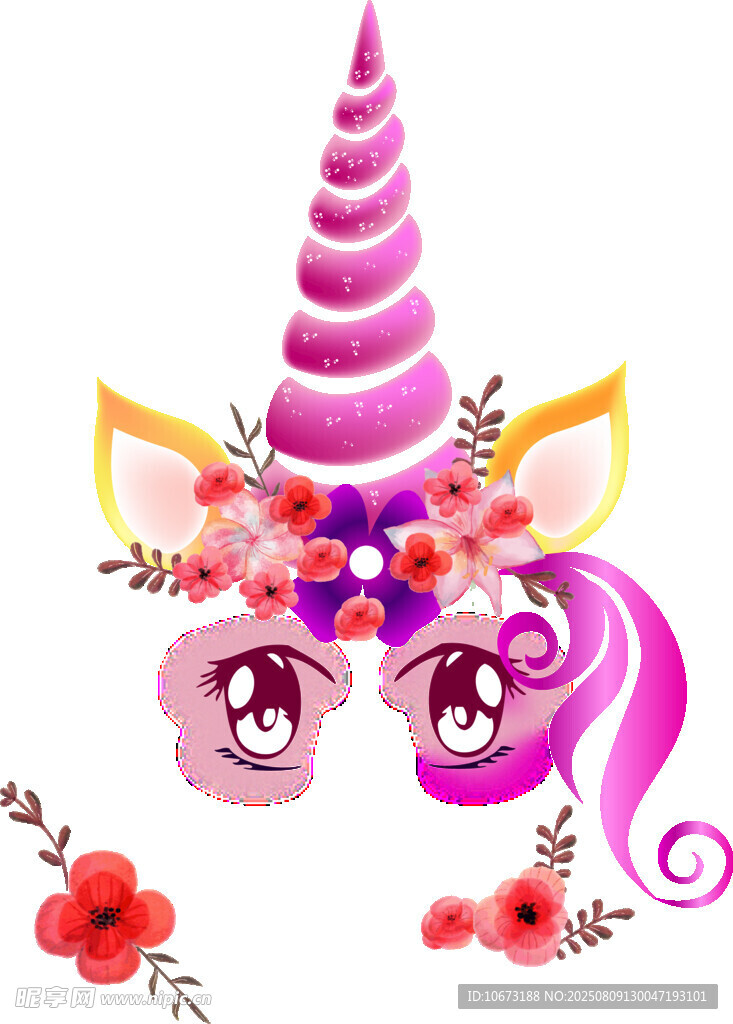 獨角獸頭飾插畫