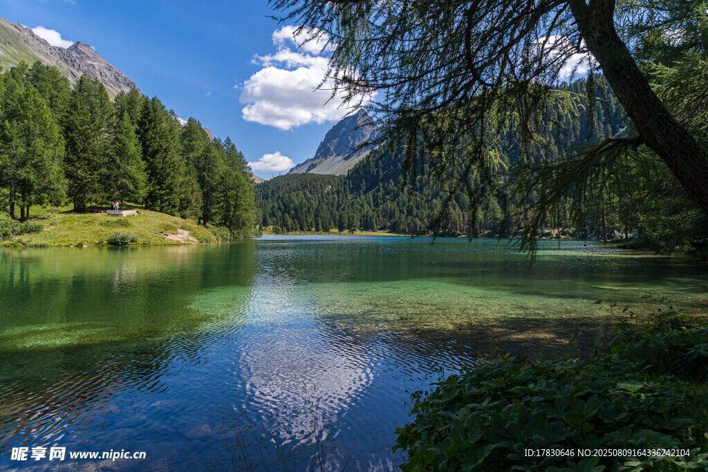 山間碧綠湖泊美景