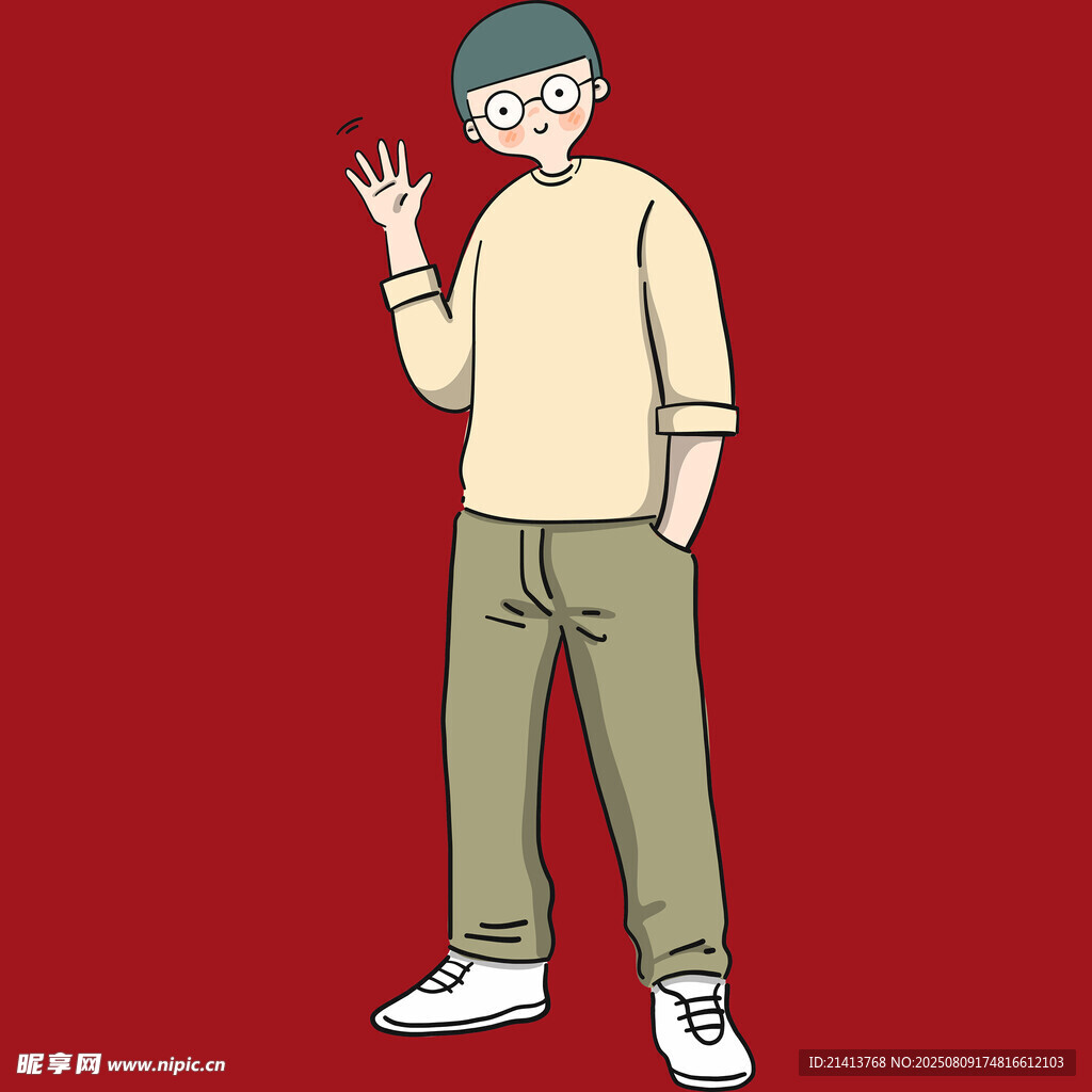 揮手致意的時尚男士