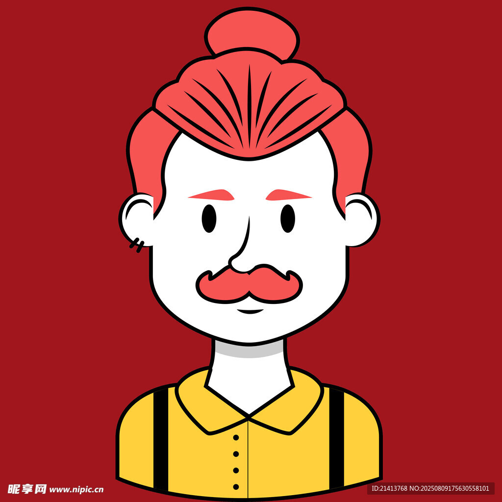 紅發(fā)小胡子卡通人物形象