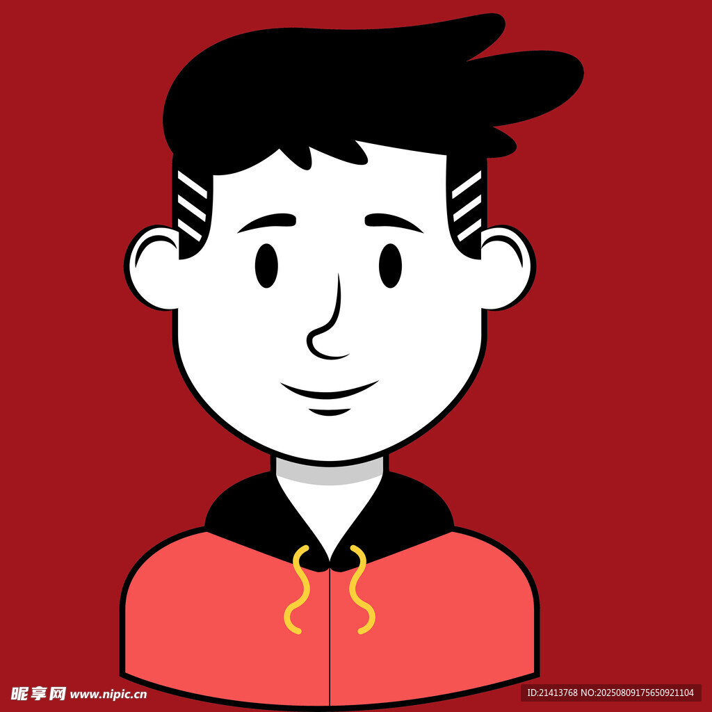 穿紅上衣的卡通短發(fā)男子