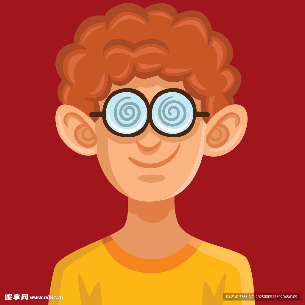 卷發(fā)戴眼鏡的快樂(lè)男孩