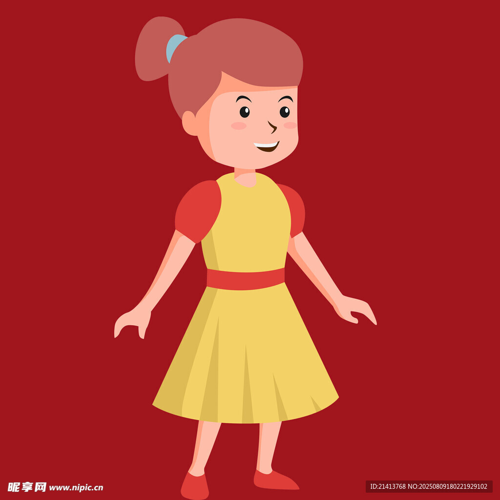 穿黃裙的可愛小女孩