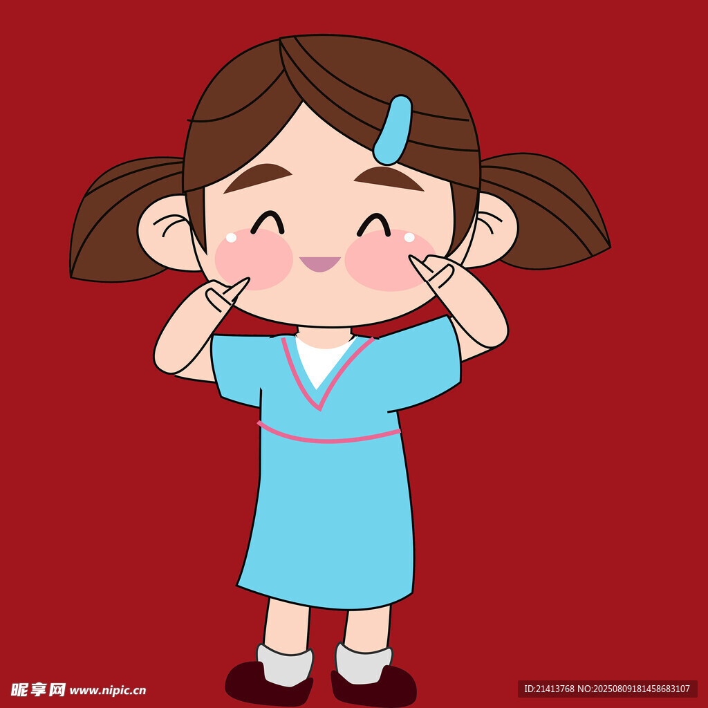 扎雙馬尾的可愛小女孩