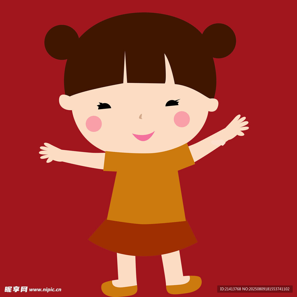可愛小女孩張開雙臂