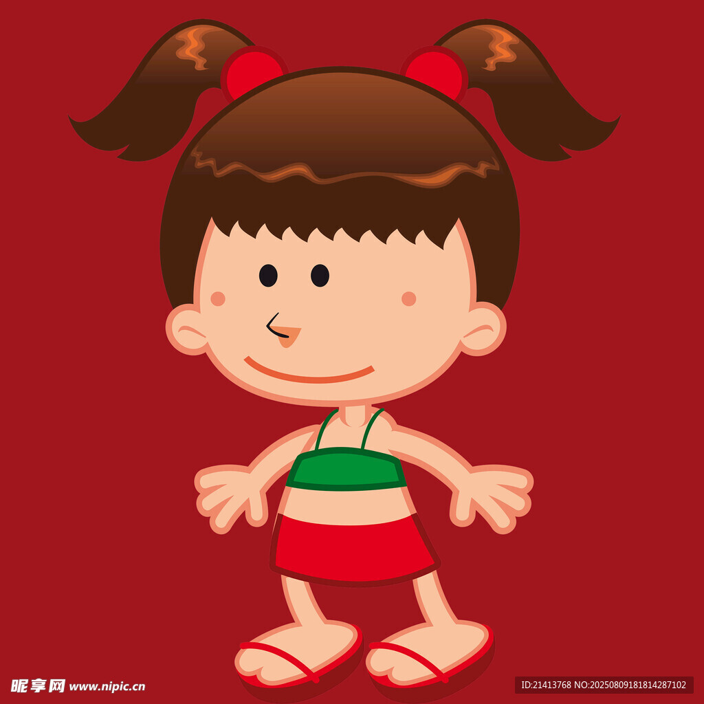 穿泳衣的雙馬尾小女孩