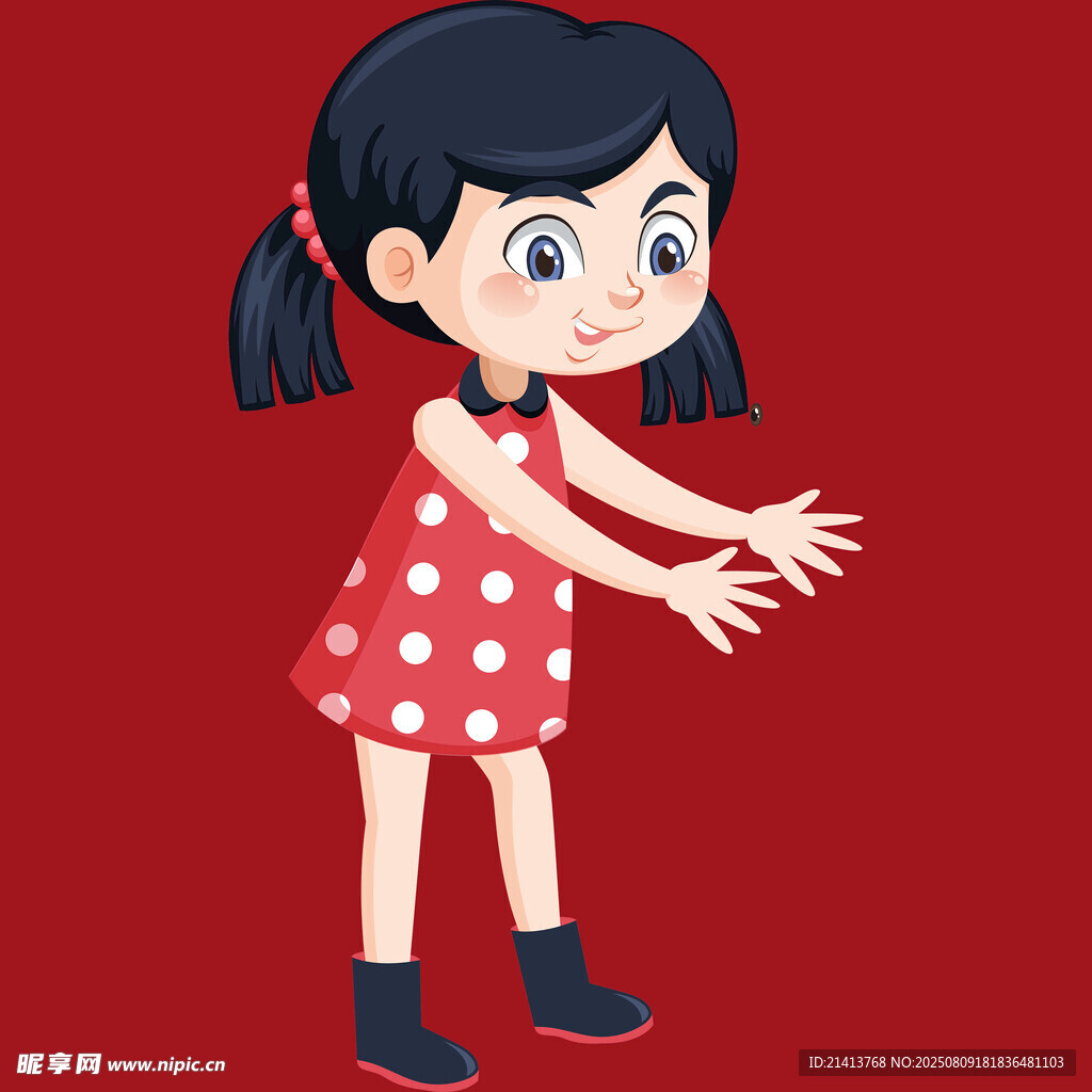 可愛女孩伸出雙手
