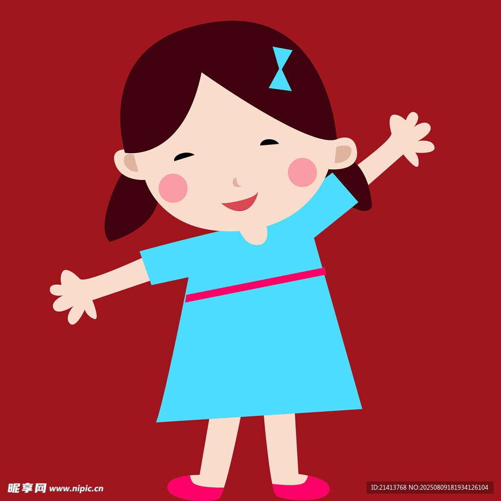 快樂小女孩張開雙臂