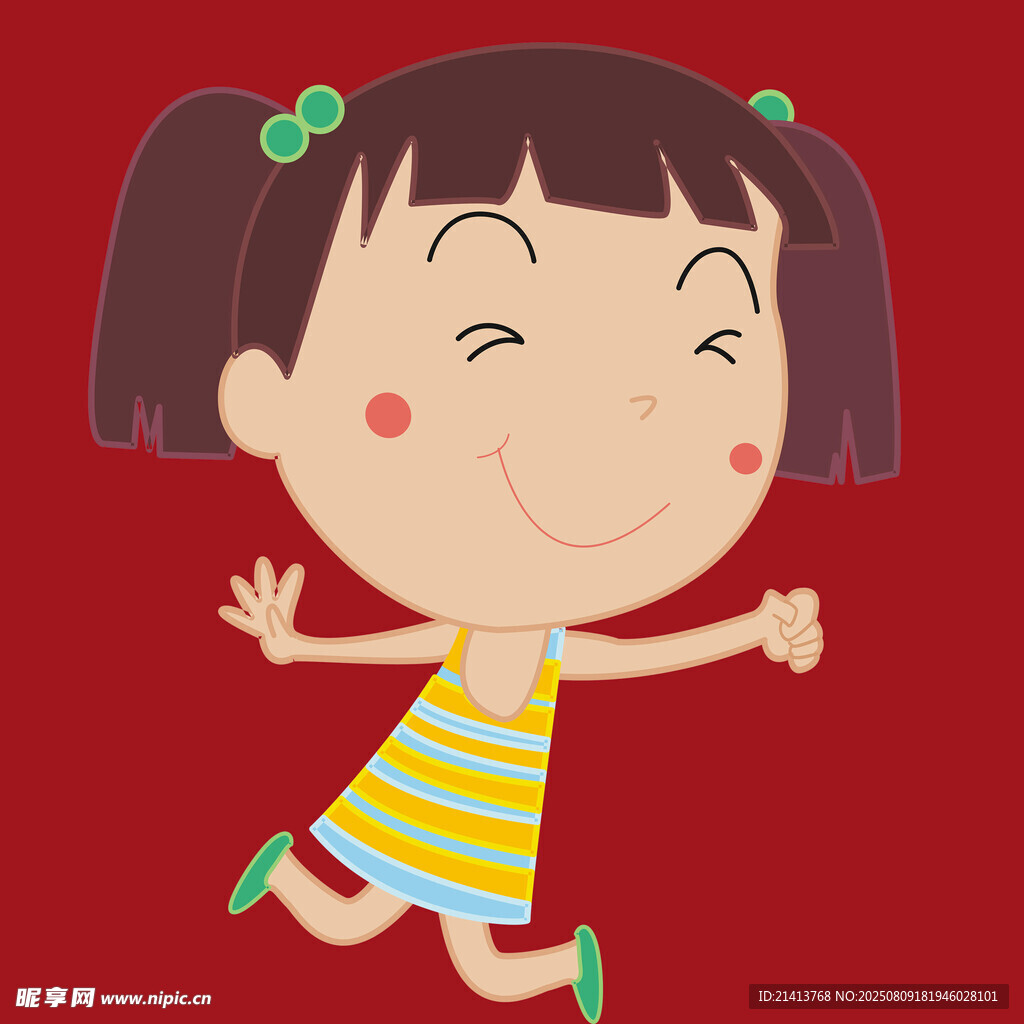跳躍的快樂小女孩