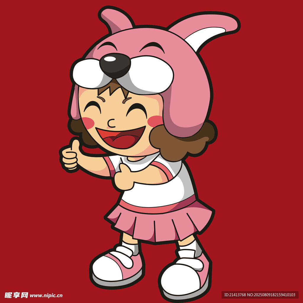 戴兔耳帽的可愛小女孩
