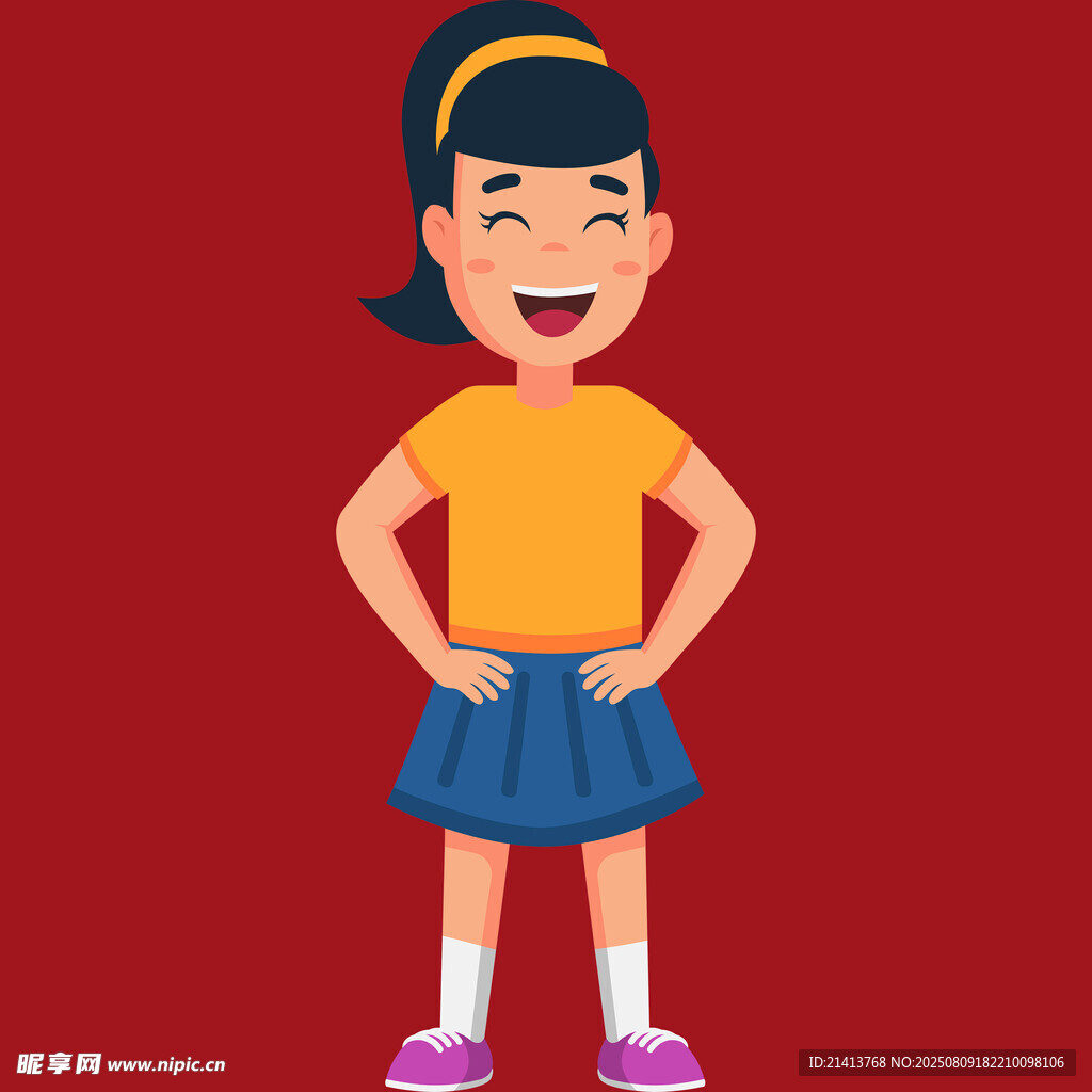 快樂女孩自信站立