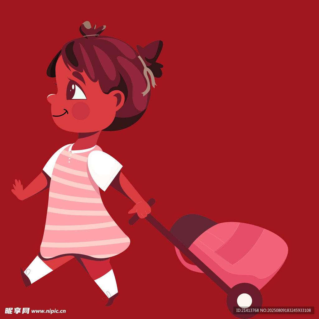 拉行李箱的可愛小女孩