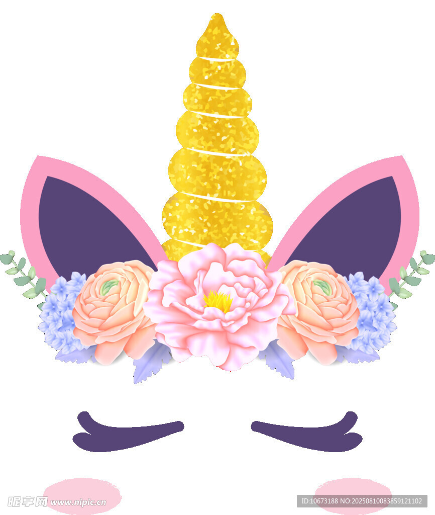 獨(dú)角獸花卉裝飾頭像