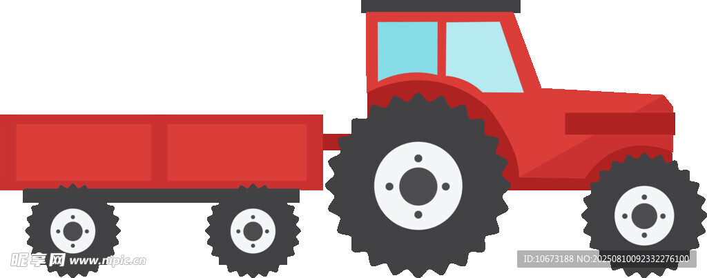 紅色農(nóng)用拖拉機(jī)帶拖車