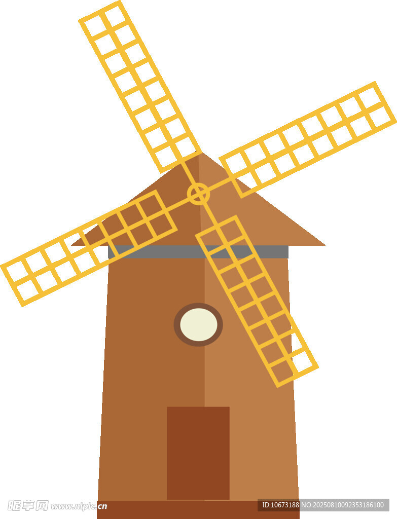 卡通風(fēng)格風(fēng)車(chē)小屋