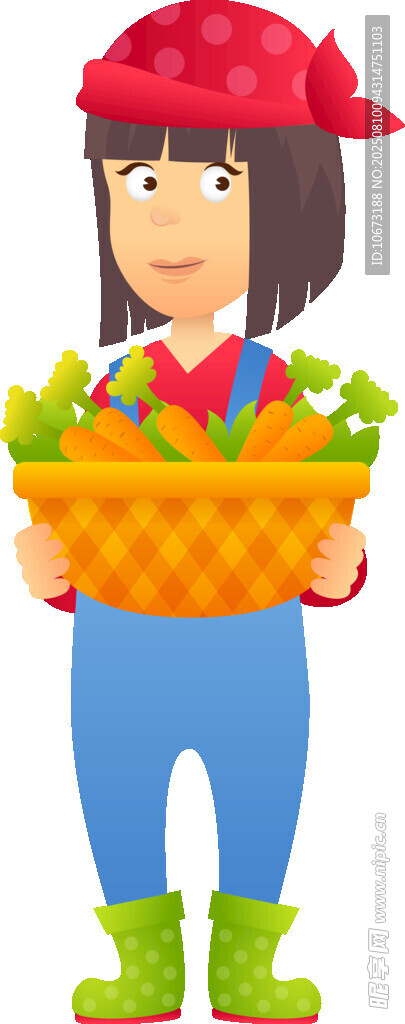 農(nóng)婦提籃裝滿新鮮蔬果