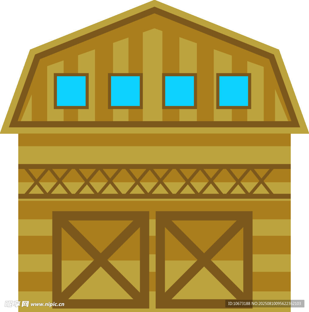 木質(zhì)谷倉建筑插畫