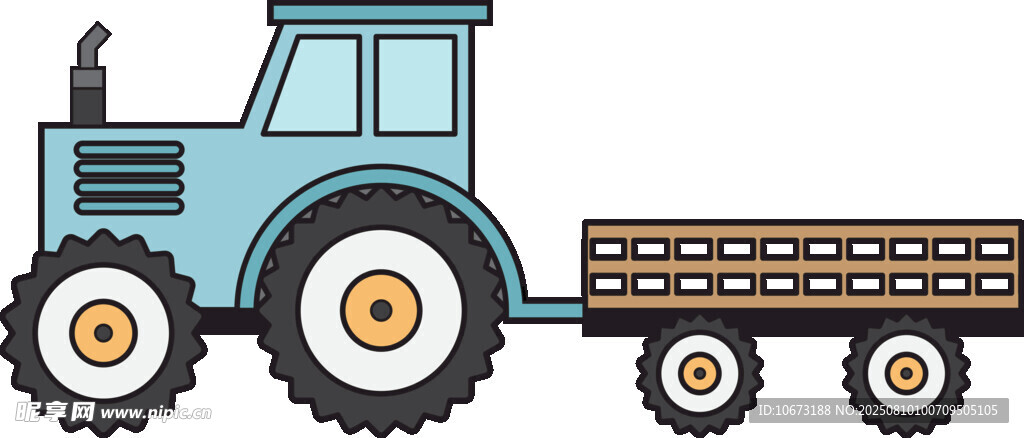 藍(lán)色拖拉機(jī)帶拖車(chē)