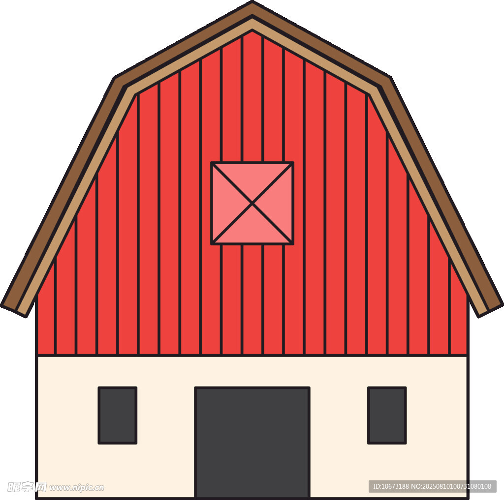 紅色谷倉建筑插畫