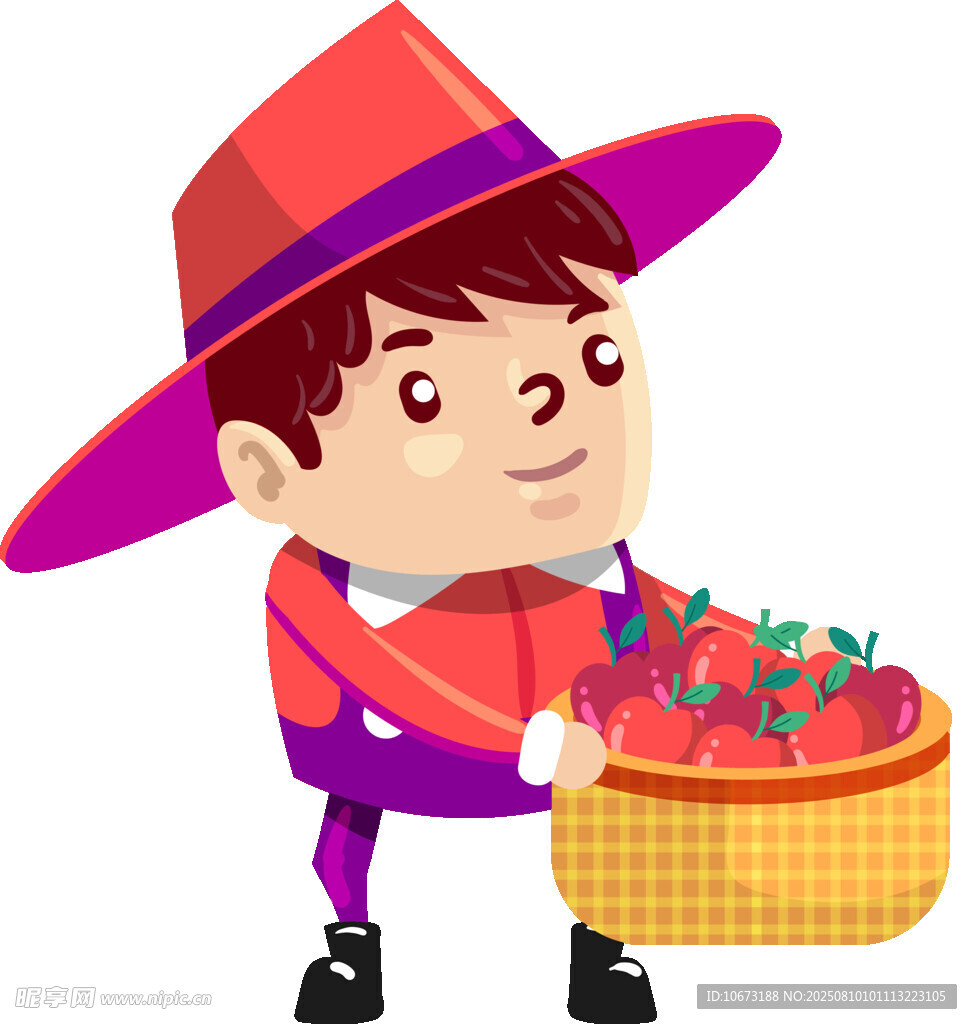 農(nóng)民采摘滿滿一筐紅蘋果