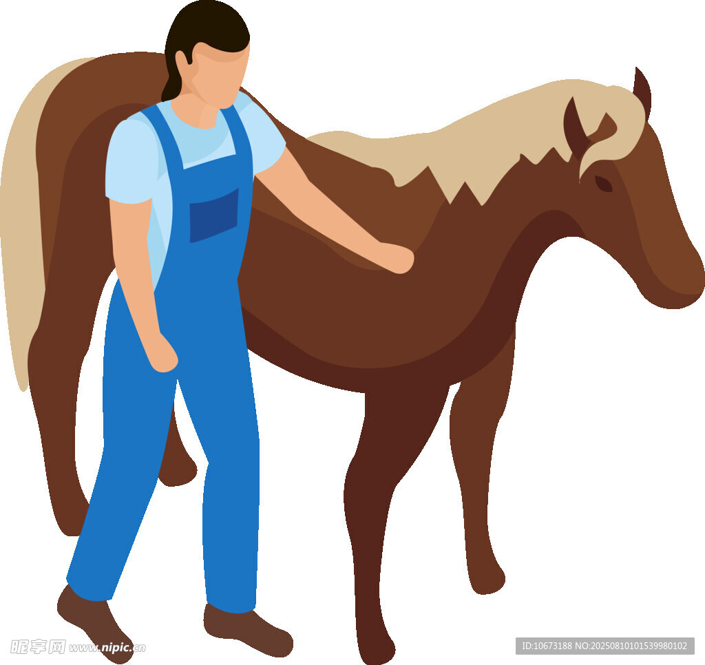 女子溫柔撫摸棕色駿馬