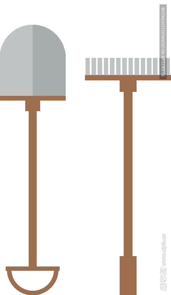 園藝工具鏟與耙