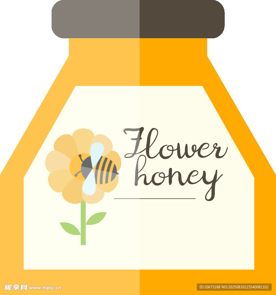 花蜂蜜罐插畫