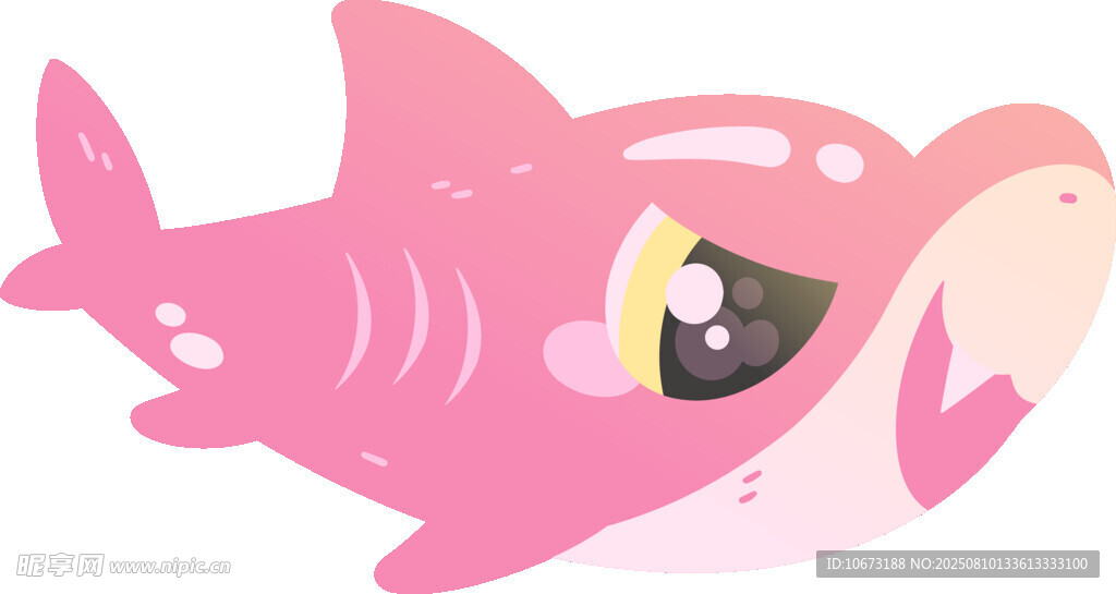 可愛粉色卡通鯊魚形象