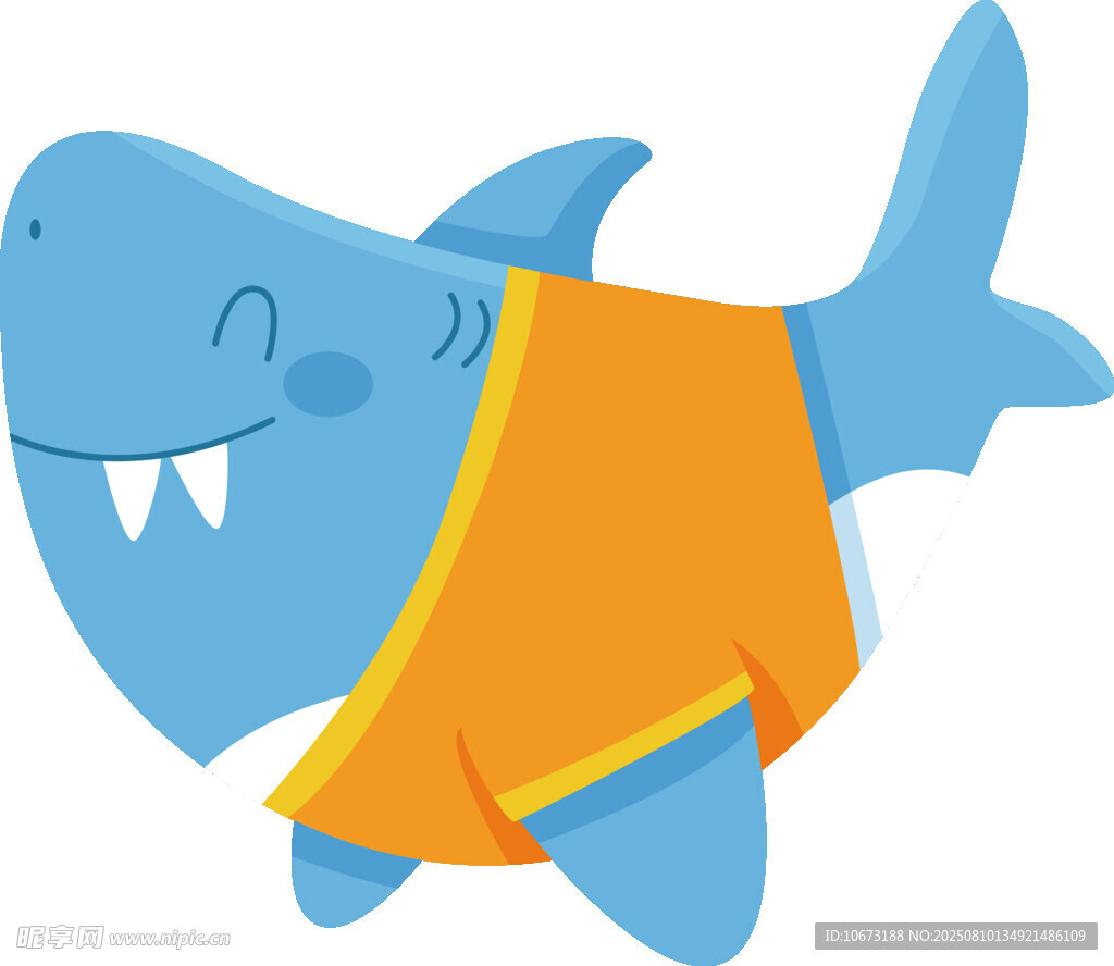 穿橙色衣服的可愛小鯊魚