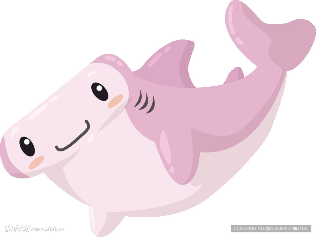 可愛粉色卡通鯊魚形象