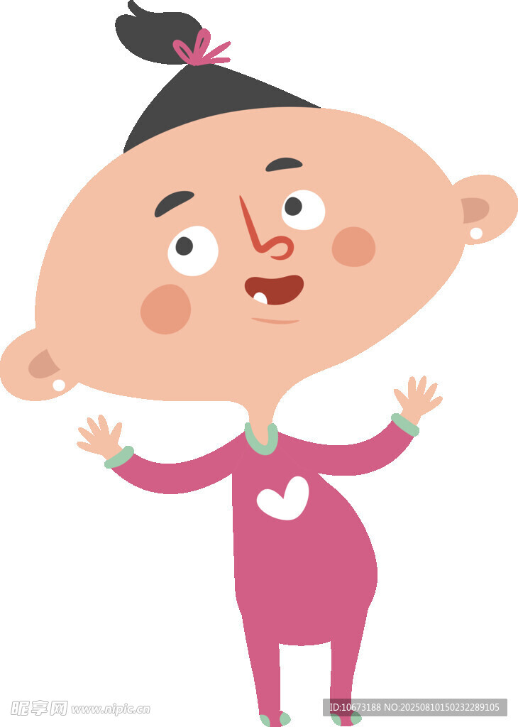 可愛卡通小女孩張開雙臂