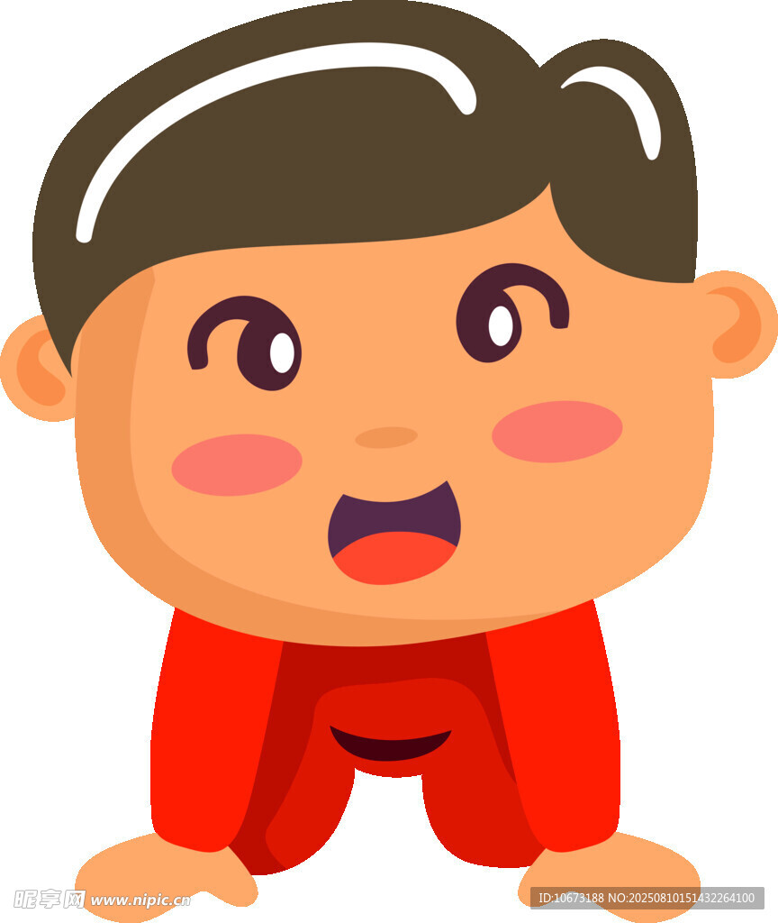 可愛(ài)紅衣爬行小男孩