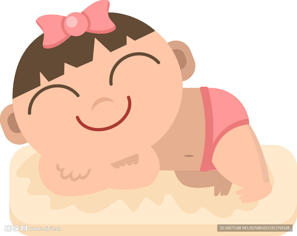 趴著笑的可愛小嬰兒