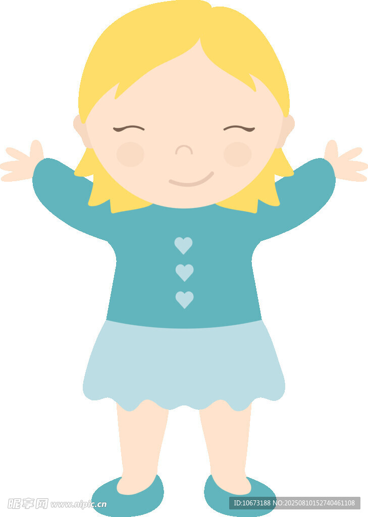 開心小女孩張開雙臂